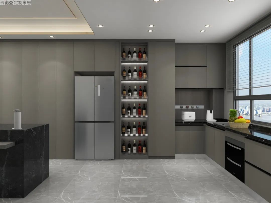 另一侧橱柜内嵌洗碗机，安装高度适中方便操作